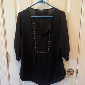 41 Hawthorn Black Blouse with Gold Button Details